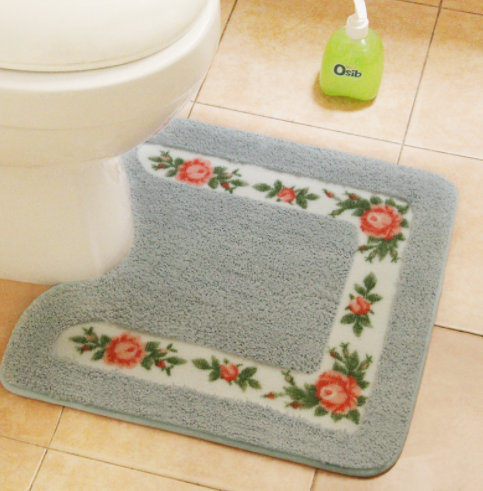 Shower Pad Mat Rug Bathroom Mats Set Coral Velvet Soft Toilet Carpet