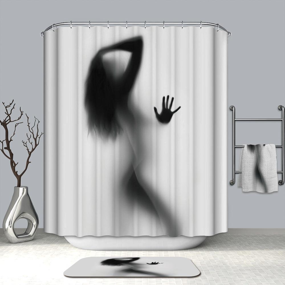 Bathroom curtain  Waterproof Polyester  girl Shadow woman Simple Shower curtain