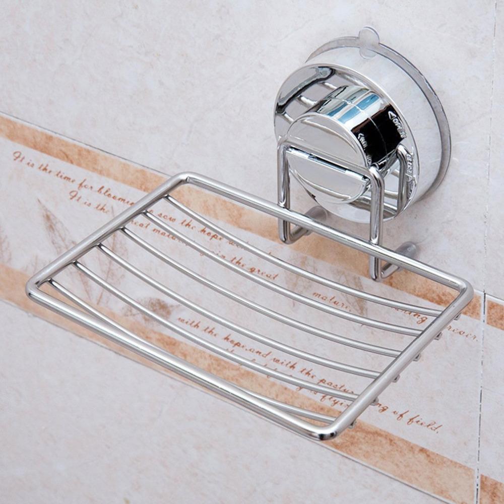 Rust-resistant Stainless Steel Wall-mounted Strong Vacuum Suction Cup Soap Dish Holder Bathroom Accessories Shower Basket Rack