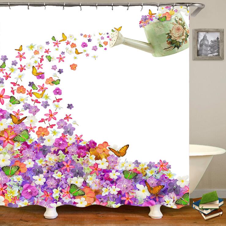 Butterflies flying  Waterproof Polyester Fabric Shower Curtain