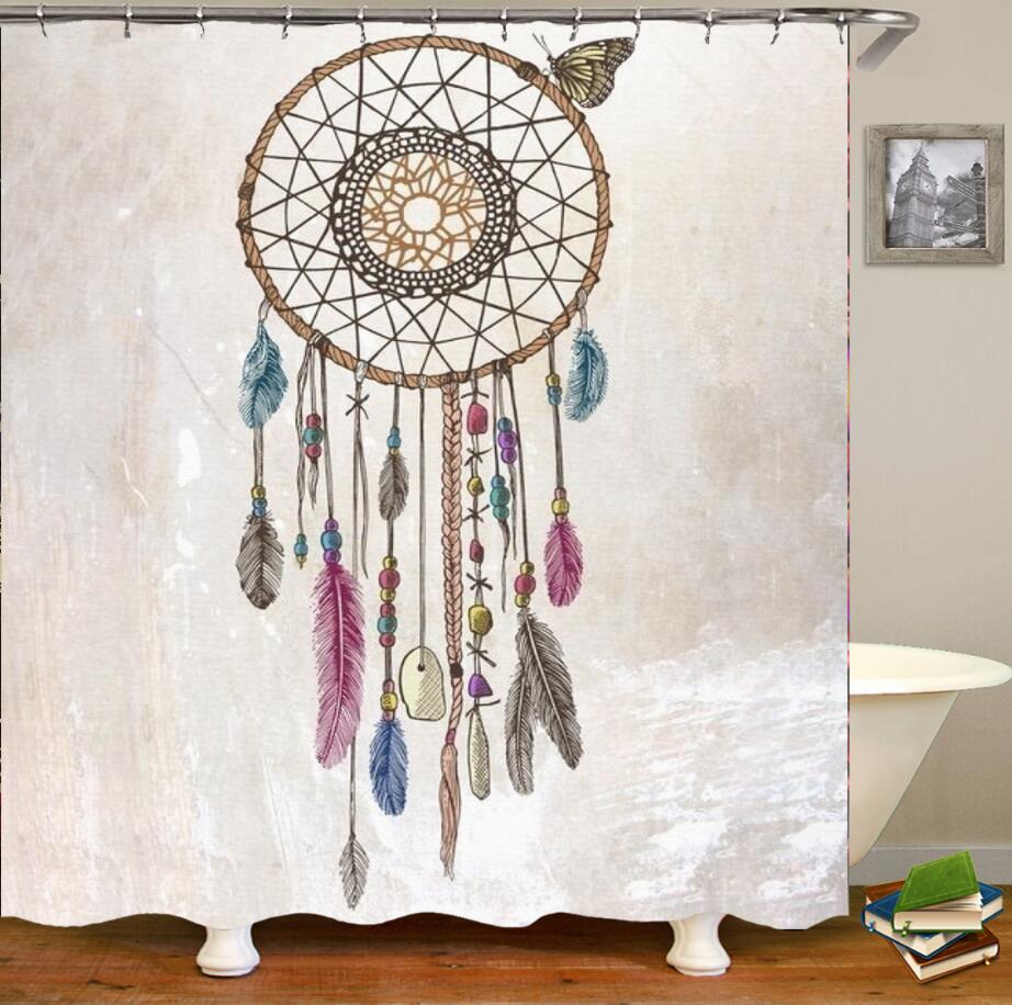 3D feather Waterproof shower curtain  Bath Decor Shower Curtains