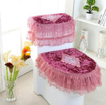 Lace 3 piece Set Toilet Seat Cover U-shaped  Mats Bathroom Decoration