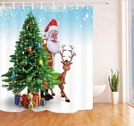Red Christmas Tree 3D Digital Printing Waterproof Fabric Bathroom Shower Curtain
