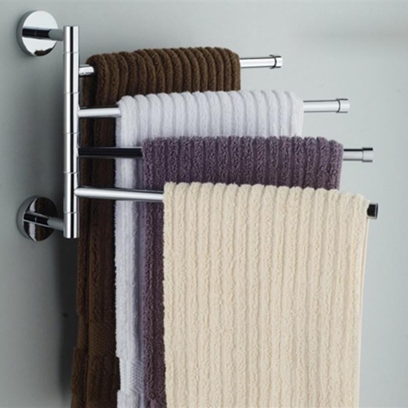 Stainless Steel Towel Bar Rotating Towel Rack Bathroom Kitchen Wall-mounted Towel Polished Rack Holder Hardware Accessory（Punch-free）