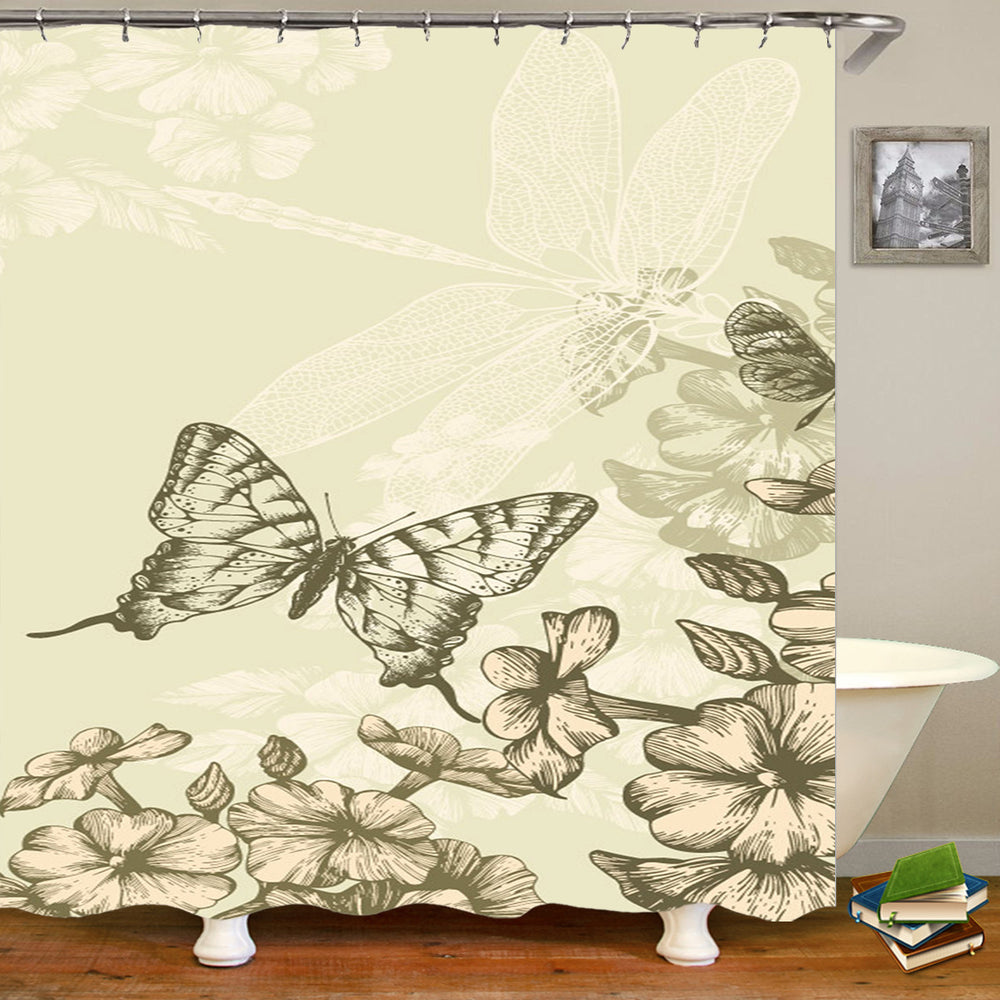 Butterflies flying  Waterproof Polyester Fabric Shower Curtain