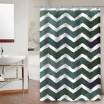 Modern Aqua Gray White Wave Stripe Print  3D Bathroom Shower Curtain