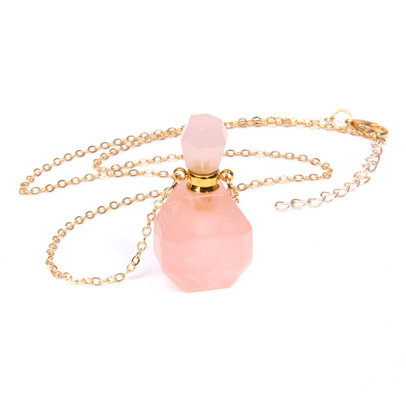 Perfume bottle crystal pendant necklace