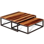 Nesting Coffee Table Set 2 Pieces Side Couch End Stand Multi Materials