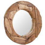 Decorative Mirror Teak Round Wall Makeup Hall Mirror Indoor 23.6"/31.4"