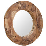 Decorative Mirror Teak Round Wall Makeup Hall Mirror Indoor 23.6"/31.4"