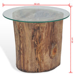 Coffee Table Teak Glass 19.7"x15.7"