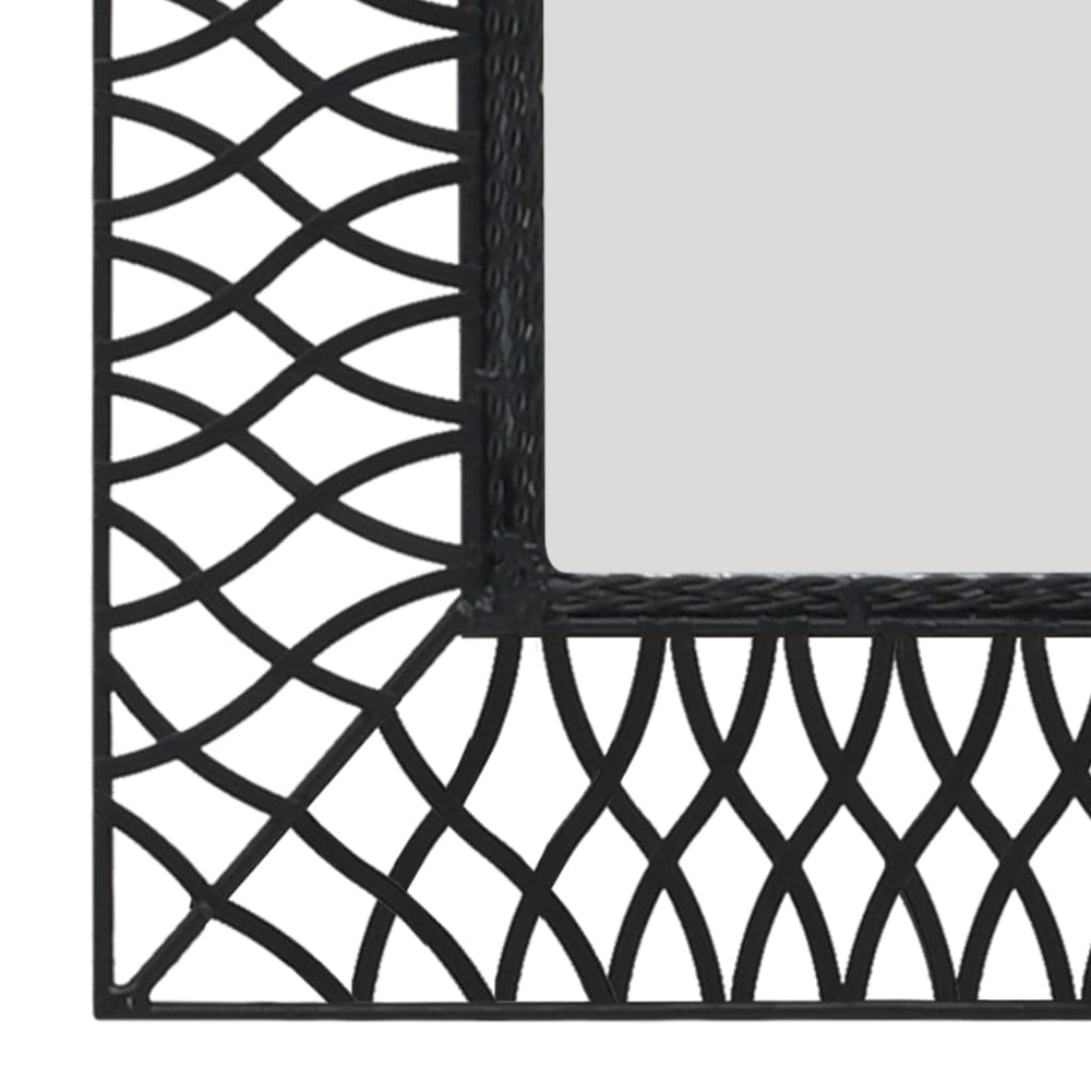 Garden Wall Mirror Arched Steel Frame Black Outdoor Decor 19.6"/23.6"