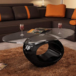 Coffee Table with Oval Glass Top Accent End Side Table Multi Colors