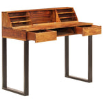 Desk 43.3"x19.7"x37" Solid Sheesham Wood and Steel