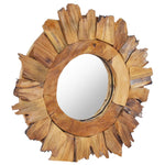 Wall Mirror Solid Teak Wood Round Decorative Wall-mounted 15.7"/23.6"