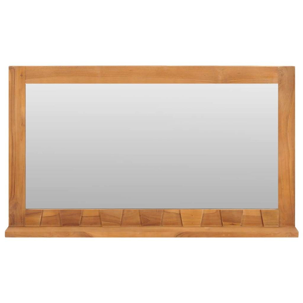 Solid Teak Wood Wall Mirror with Shelf Make up Dressing 23.6"/39.4"