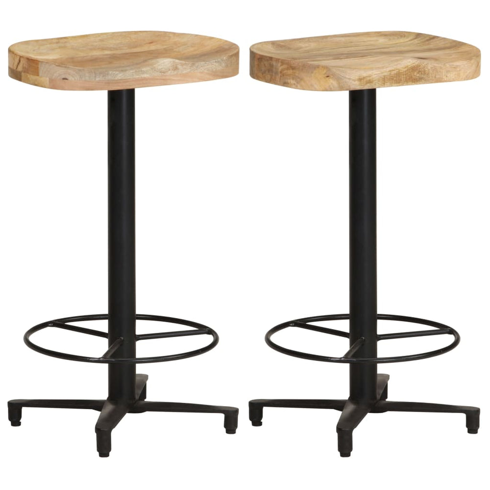 2x Solid Mango Wood Bar Stool Pub Counter Dining Room Chair Multi Sizes