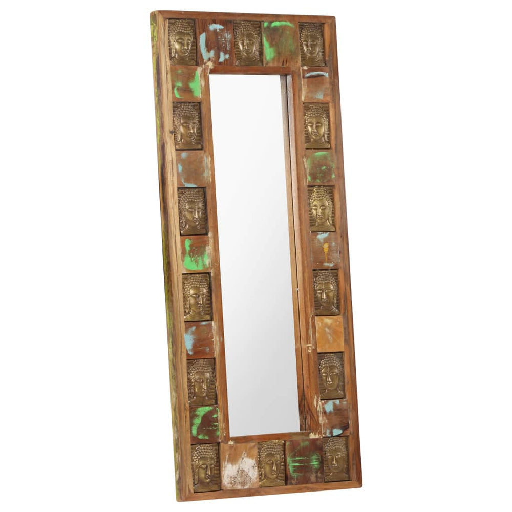 Mirror with Buddha Cladding Solid Reclaimed Wood Hallway Multi Sizes