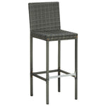 2/4x Garden Bar Stool with Cushions Poly Rattan Lounge Seat Black/Gray