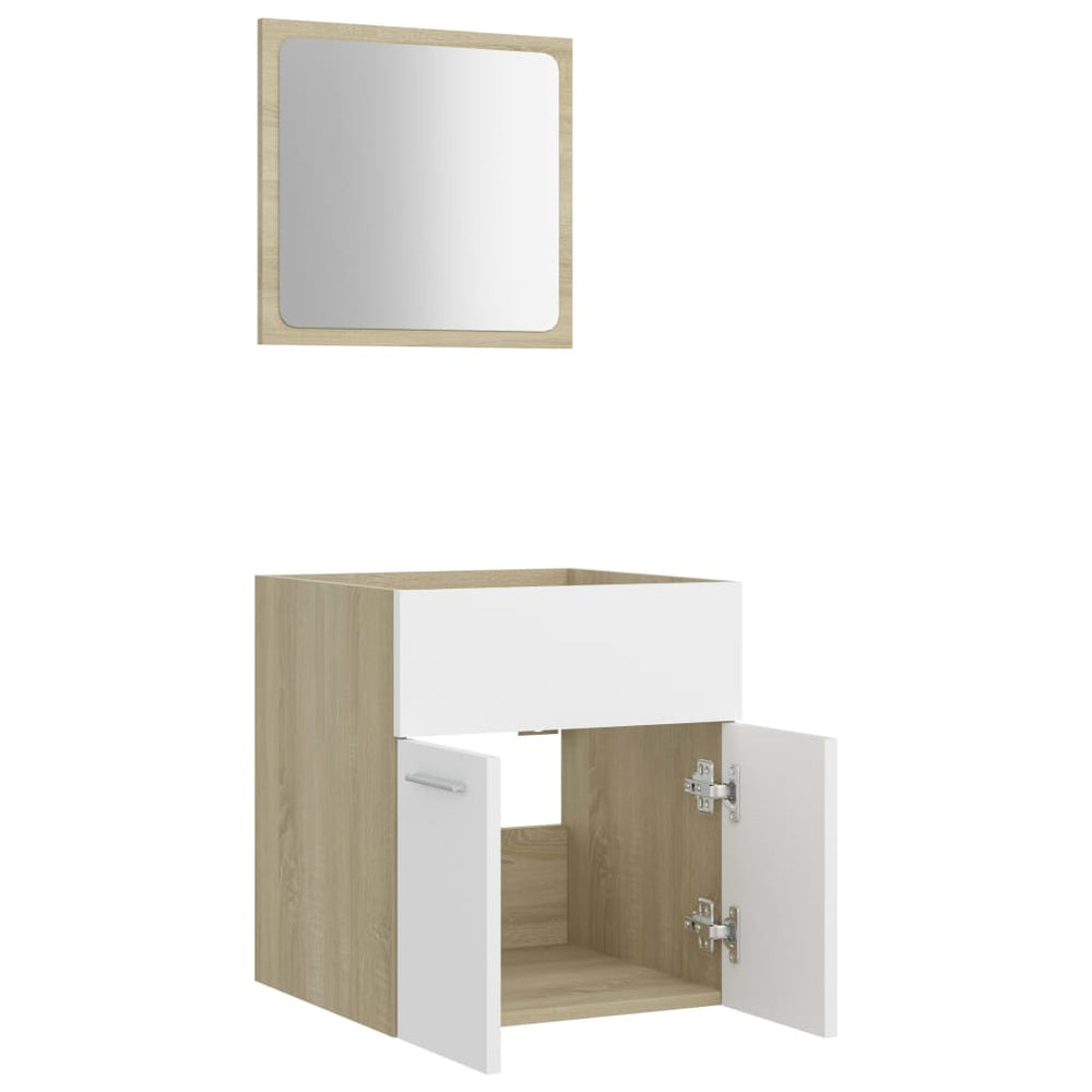 Bathroom Furniture Set 2 Piece Chipboard Cabinet Storage Multi Colors