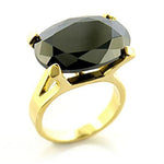 Gold Brass Ring with AAA Grade CZ  in Jet