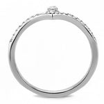 DA237 - High polished (no plating) Stainless Steel Ring with AAA Grade CZ  in Clear