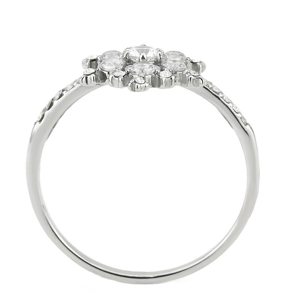 DA317 - No Plating Stainless Steel Ring with AAA Grade CZ  in Clear