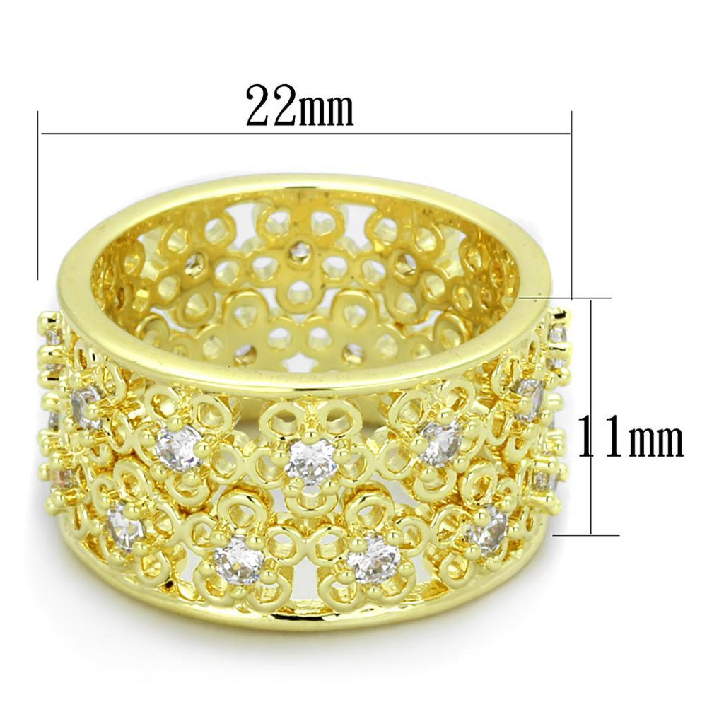 LO3363 - Gold Brass Ring with AAA Grade CZ  in Clear