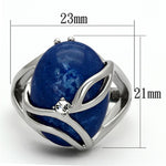 TK1144 - High polished (no plating) Stainless Steel Ring with Synthetic Synthetic Stone in Capri Blue