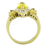 TK1578 - IP Gold(Ion Plating) Stainless Steel Ring with Synthetic Synthetic Glass in Topaz