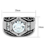 TK1606 - High polished (no plating) Stainless Steel Ring with AAA Grade CZ  in Clear