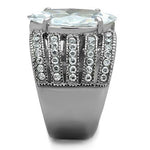 High polished (no plating) Stainless Steel Ring with AAA Grade CZ  in Clear
