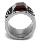 TK1964 - High polished (no plating) Stainless Steel Ring with Synthetic Synthetic Glass in Siam
