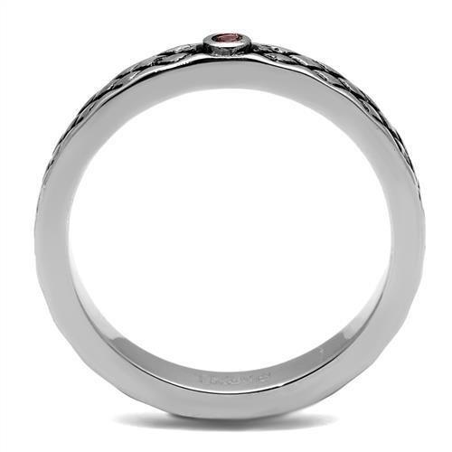 TK2566 - High polished (no plating) Stainless Steel Ring with Top Grade Crystal  in Rose