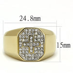 TK3270 - Two-Tone IP Gold (Ion Plating) Stainless Steel Ring with Top Grade Crystal  in Clear