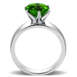 TK52008 - High polished (no plating) Stainless Steel Ring with Synthetic Synthetic Glass in Peridot