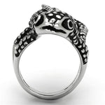 TK933 - High polished (no plating) Stainless Steel Ring with Top Grade Crystal  in Jet