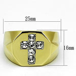 TK1062 - Two-Tone IP Gold (Ion Plating) Stainless Steel Ring with Top Grade Crystal  in Clear-1
