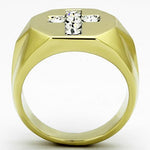 TK1062 - Two-Tone IP Gold (Ion Plating) Stainless Steel Ring with Top Grade Crystal  in Clear-2
