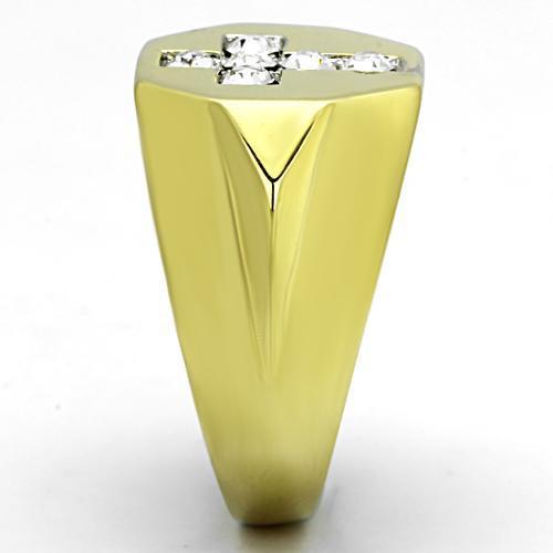 TK1062 - Two-Tone IP Gold (Ion Plating) Stainless Steel Ring with Top Grade Crystal  in Clear-3