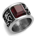 TK1964 - High polished (no plating) Stainless Steel Ring with Synthetic Synthetic Glass in Siam