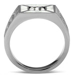 TK385 - High polished (no plating) Stainless Steel Ring with Top Grade Crystal  in Clear