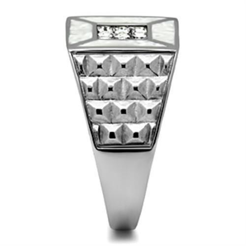 TK385 - High polished (no plating) Stainless Steel Ring with Top Grade Crystal  in Clear