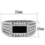 TK386 - High polished (no plating) Stainless Steel Ring with Top Grade Crystal  in Clear