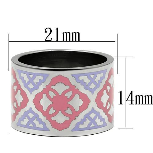 TK676 - High polished (no plating) Stainless Steel Ring with Epoxy  in Multi Color