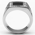 TK702 - High polished (no plating) Stainless Steel Ring with Top Grade Crystal  in Clear