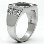 TK710 - High polished (no plating) Stainless Steel Ring with Top Grade Crystal  in Clear