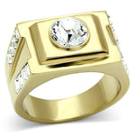 TK725 - IP Gold(Ion Plating) Stainless Steel Ring with Top Grade Crystal  in Clear