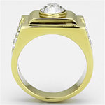 TK725 - IP Gold(Ion Plating) Stainless Steel Ring with Top Grade Crystal  in Clear