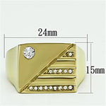 TK731 - IP Gold(Ion Plating) Stainless Steel Ring with Top Grade Crystal  in Clear